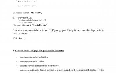Contrat d’entretien chaudière à gaz