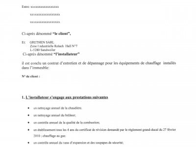 Contrat d’entretien chaudière à gaz